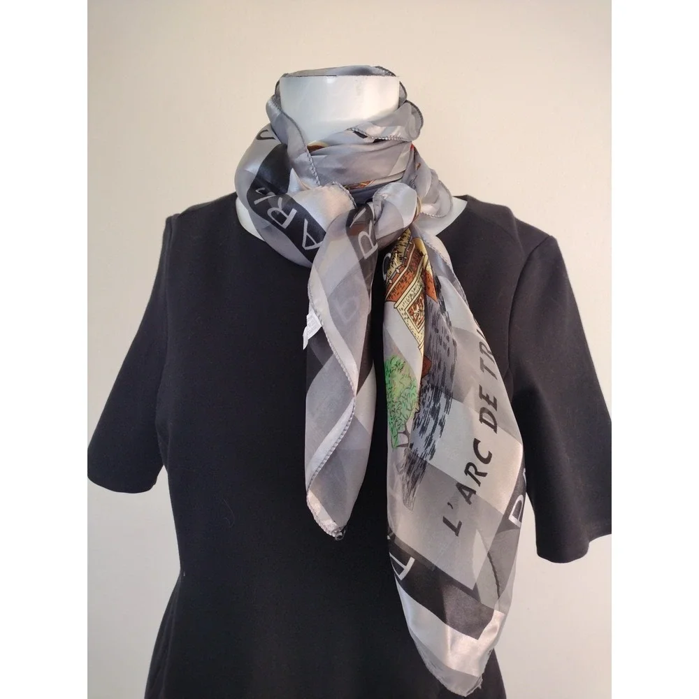 Unbranded Scarf Woman Parisian Landmarks Multicolor Multiuser Office Party 38X38